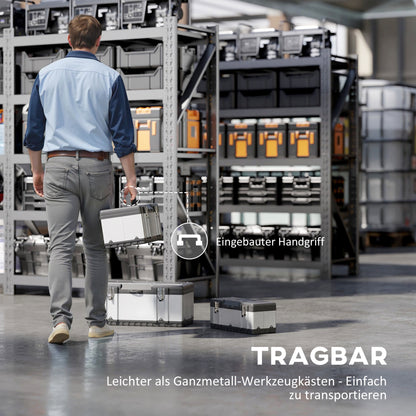 HOMCOM 3-teiliges Werkzeugkasten-Set, Edelstahl, Kunststoff, Silberfarben