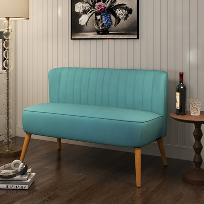 HOMCOM Sofa Retrodesign 2-Sitzer-Sofa, Holzbeine, 117 cm x 56,5 cm x 77 cm, Grün