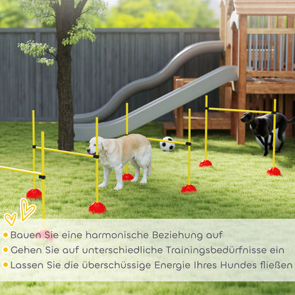 PawHut 4-teiliges Hunde-Agility-Set med 4 Hürden och Tragetasche für das Sprungtraining, Gelb