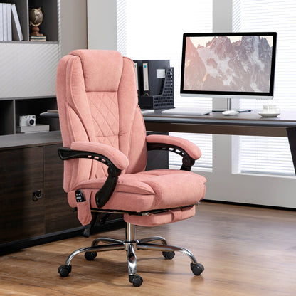 Vinsetto Ergonomischer Bürostuhl mit Massagefunktion, Fußstütze, drehbar, rollbar, Rosa