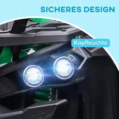 HOMCOM Elektroquad für Kinder, Licht & Musikanschluss, 3-8 km/h, für 3-5 Jahre, Grün