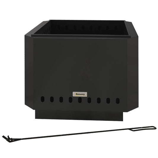 Outsunny Feuerschale Feuerstelle, inkl. Schürhaken, 48 x 48 x 41 cm, Schwarz
