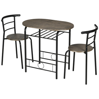 HOMCOM Bistro-Set Esstisch Küchentisch mit Stühlen Set, 1 Tisch, 2 Stühle, 80 cm x 53 cm x 74,5 cm, Schwarz