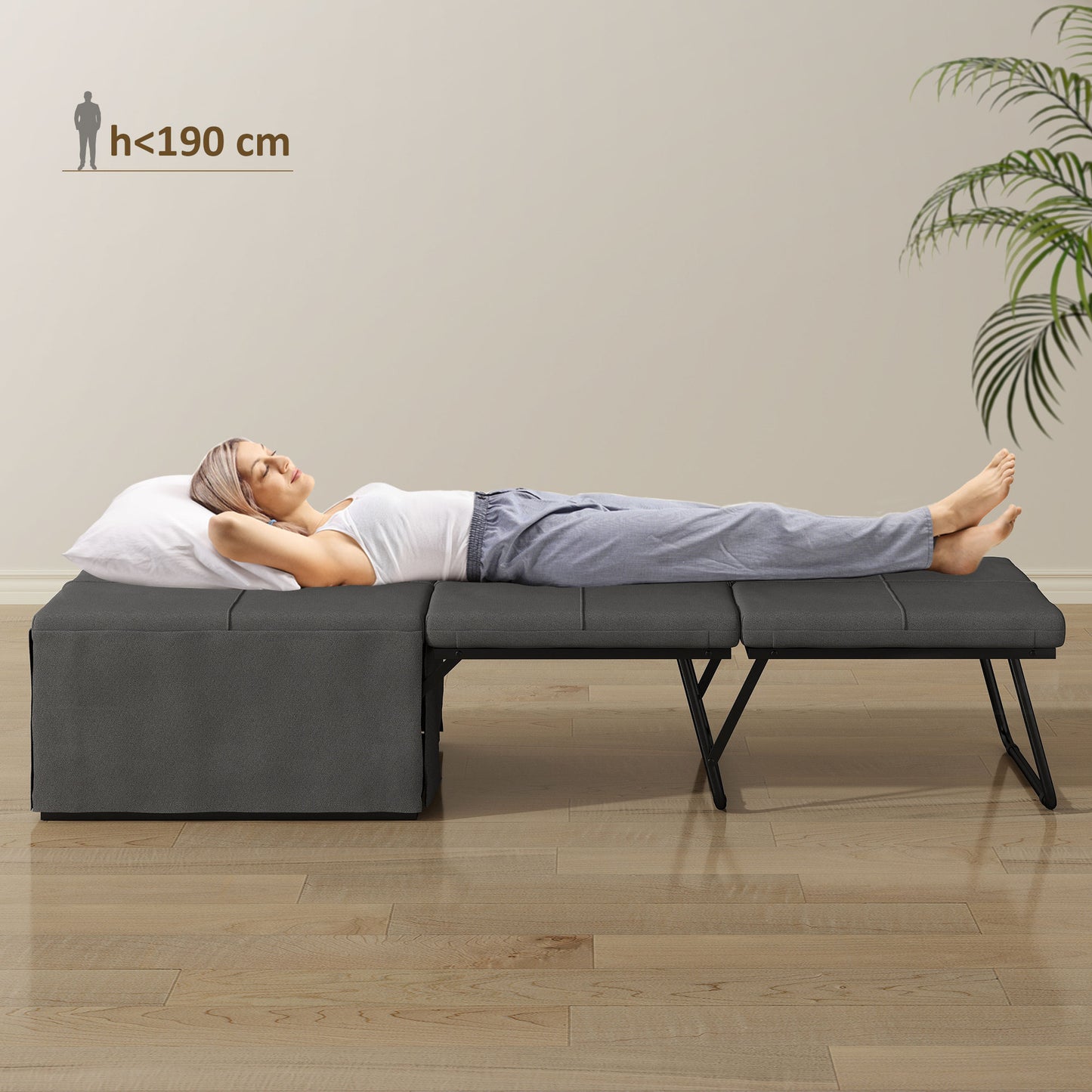 HOMCOM Klappbett, mit Matratze und Schutzabdeckung, 190 x 69 x 38,5 cm, Grau