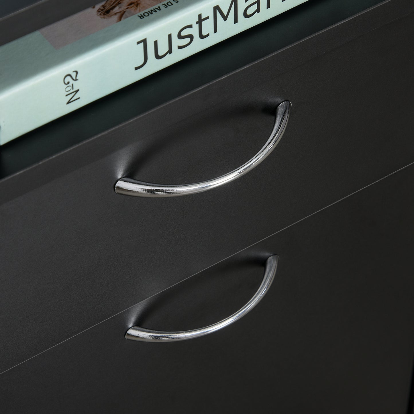 HOMCOM Rollcontainer Schubladencontainer Container, 1 Fach, 1 Regal, 1 Schublade, 40 cm x 3 cm x 60 cm, Schwarz