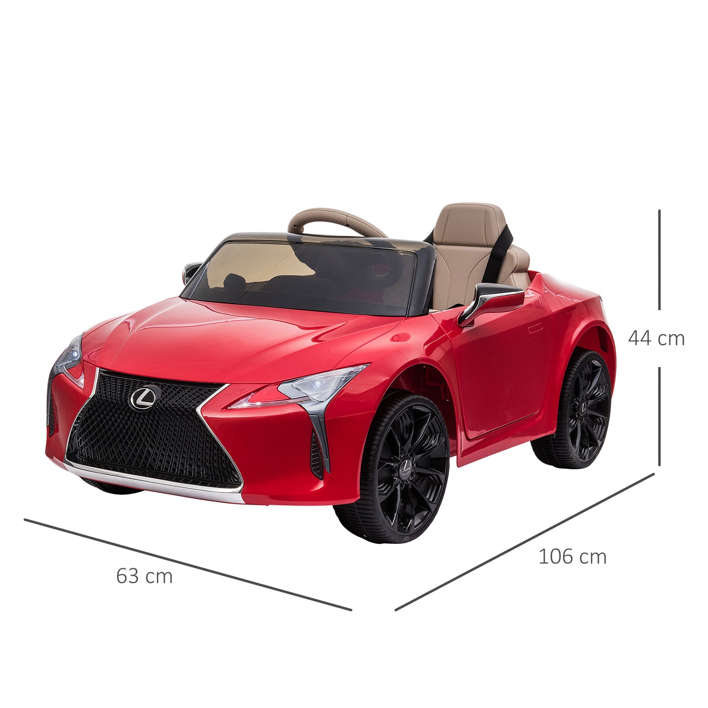 HOMCOM Kinderauto von Lexus Kinderfahrzeug für 3-6 Jahre Elektroauto mit MP3 Musik Rot 106 x 43 x 44 cm