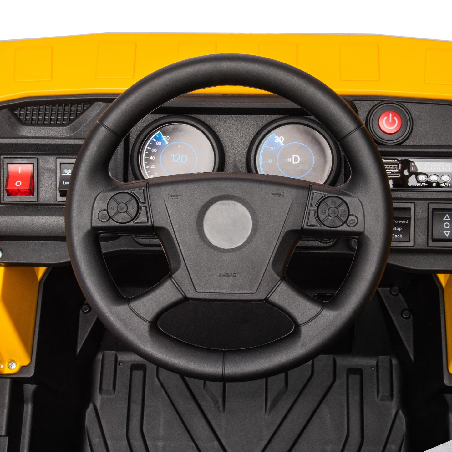AIYAPLAY Elektro-Kipplaster, 3-6 km/h, Rutschauto, kippbare Ladefläche, Licht & Musik, für 3-5 Jahre
