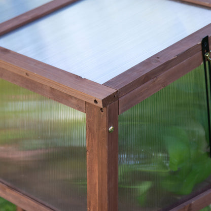 Outsunny Hochbeet aus Holz Frühbeet 90 x 50 x 93 cm Gewächstisch mit Abdeckung wetterfes Kräuterbeet Pflanzkasten für Garten, Balkon och Terrasse Braun