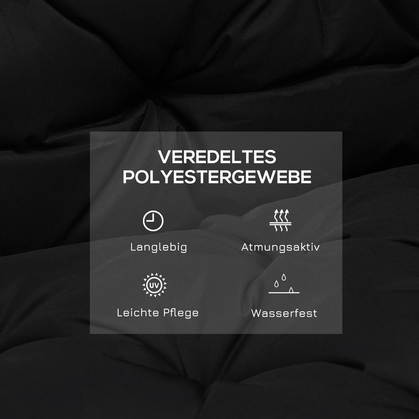 Outsunny 3 Sitzer Bankauflage 100x98x8 cm Bankkissen mit Bändern, Bankpolster für Gartenmöbel Hollywoodschaukel, Schwarz