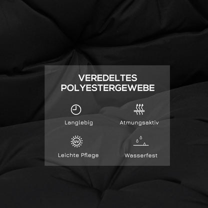 Outsunny 3 Sitzer Bankauflage 100x98x8 cm Bankkissen mit Bändern, Bankpolster für Gartenmöbel Hollywoodschaukel, Schwarz