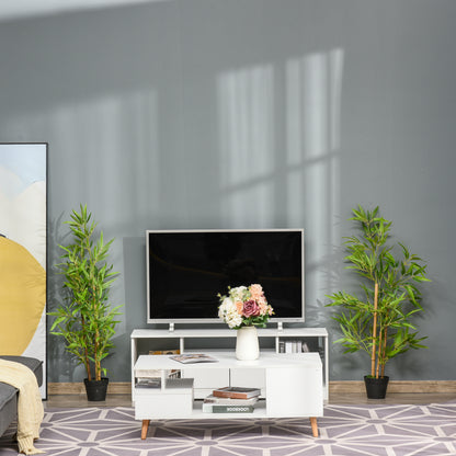 Outsunny Künstlicher Bambus, Kunstpflanze, Dekopflanze mit Topf, Kunstbaum, Baumdekoration, 120 cm