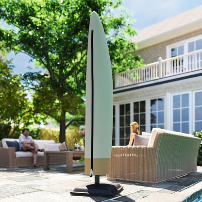 Outsunny Sonnenschirm Schutzhülle für Ø 400 cm wasserdicht Wetterfeste Sonnenschirm Abdeckung mit Stab Reißverschluss Kordelzug Oxford Gewebe UV-Beständige Ampelschirm Abdeckhauben 220 ×56 cm Beige