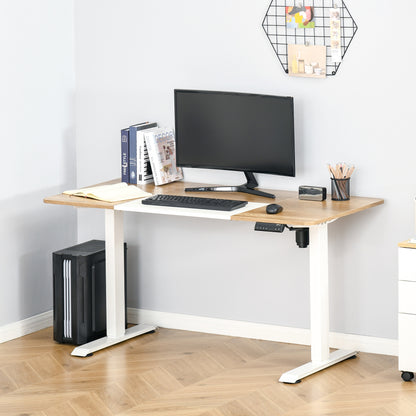 Vinsetto Höhenverstellbarer Schreibtisch Elektrisch 140 x 70 cm Computertisch mit 4 Memory-Steuerung, 4 tlg. Tischplatte, Steh-Sitz Tisch mit Anti-Kollision, Überhitzungsschutz Weiß