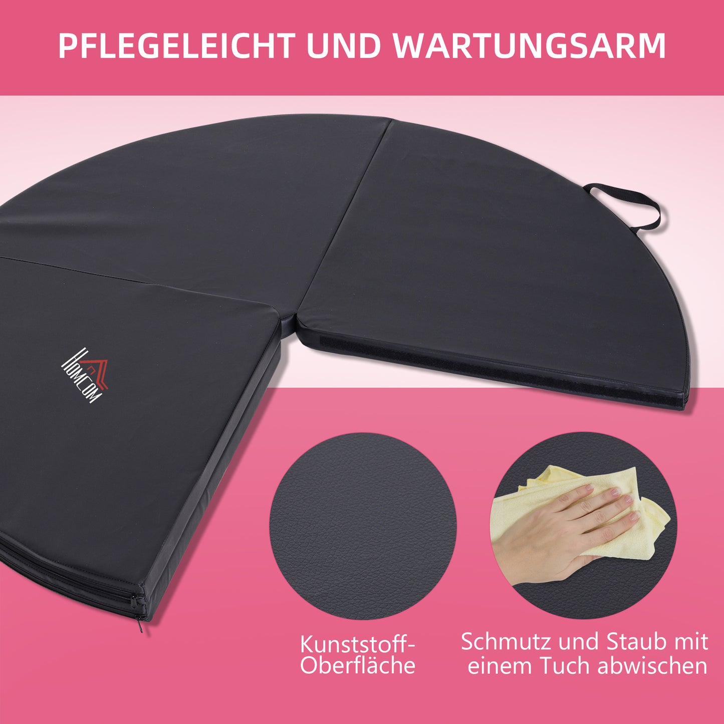 HOMCOM Pole-Dance-Matte, 5 cm dicke runde Kunststoff-Matte für Pole-Dance-Übungen, Gymnastik, Yoga, Schwarz
