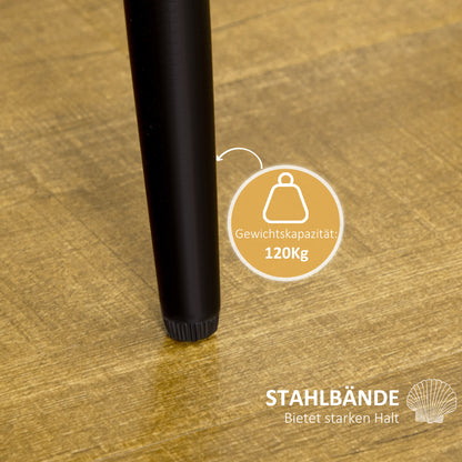 HOMCOM 2er-Set Esszimmerstühle im Skandi-Design, Küchenstühle, Samptoptik, Creme + Schwarz