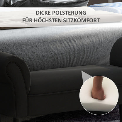 HOMCOM Sitzbank, Bettbank, zeitloses Design, weiche Polsterung, bis 130 kg, schwarz, 102 x 36 x 51 cm