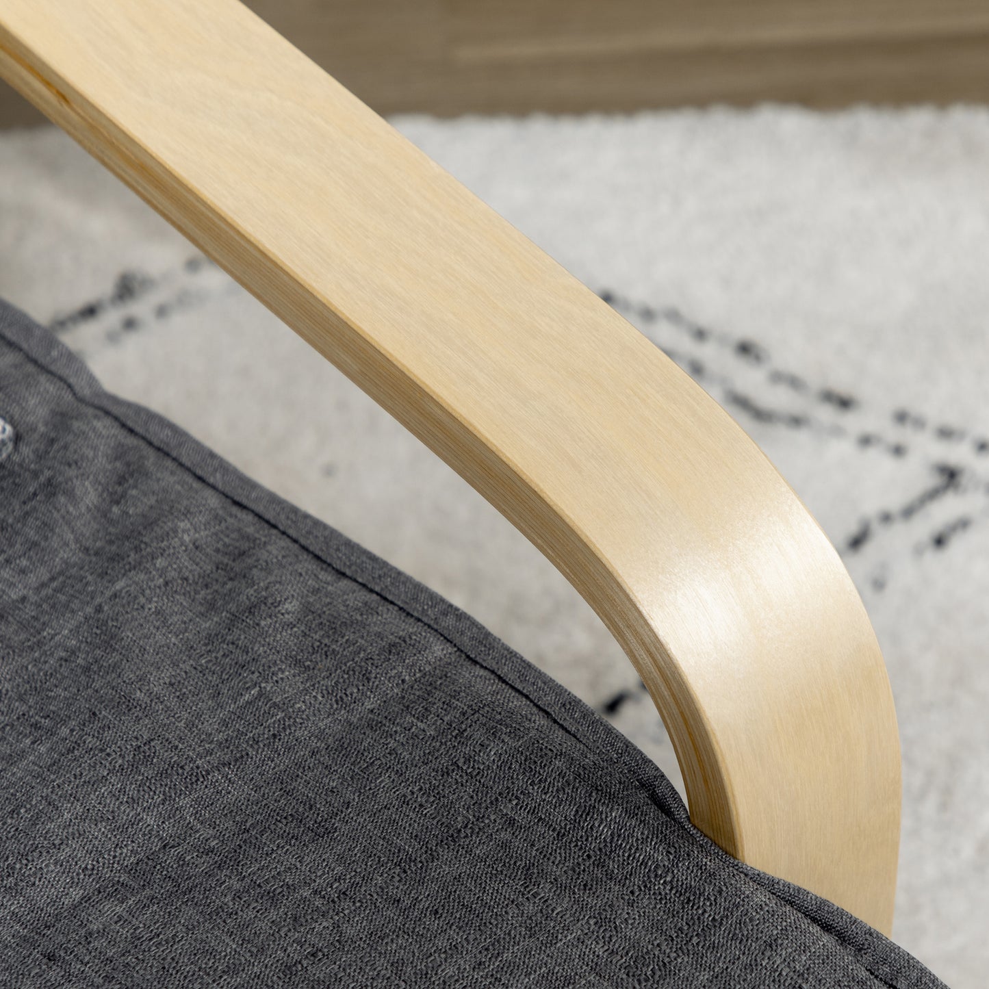 HOMCOM Akzentsessel, Relaxsessel mit verstellbarem Fußteil, Birkenholzrahmen, bis 120 kg, 66,5 x 94 x 100 cm, Grau