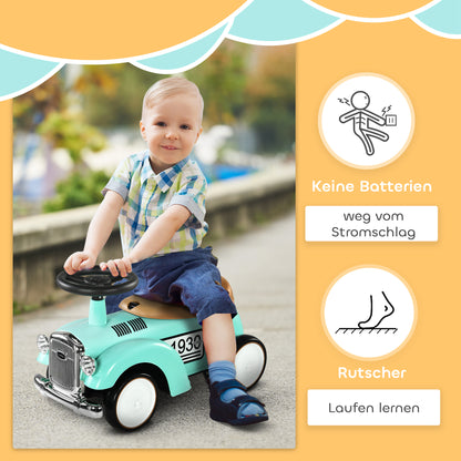 AIYAPLAY Kinder Rutschauto, Vintage-Design, versteckter Stauraum, Kippschutz, Hupe, 12-36 Monate, Grün