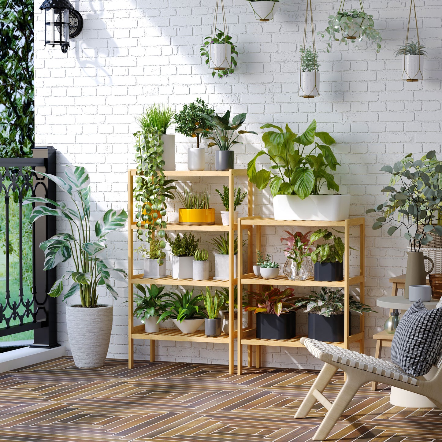 HOMCOM Standregal Bücherregal 4-stufiges Bambusregal Büroregal Lagerregal Aktenregal Küchenregal für Bad Küche Wohnzimmer Schlafzimmer Bambus Natur 62 x 33 x 112 cm