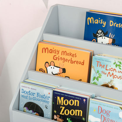 HOMCOM Kinderregal mit Schublade, Bücherregal mit Fächern, 60 x 29,9 x 90 cm, Grau