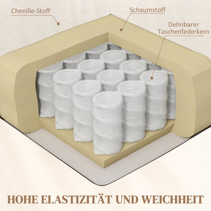 HOMCOM Relaxsessel, verstellbar, 104x100x102cm/164x76cm, Cremeweiß