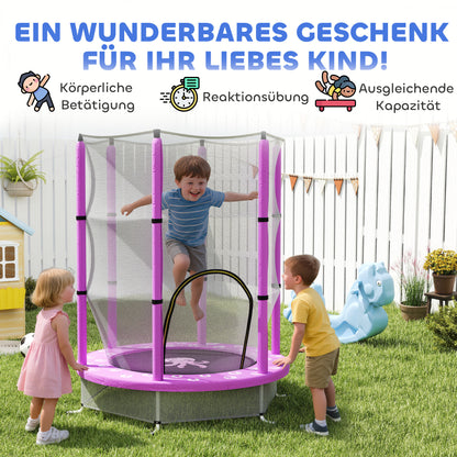 AIYAPLAY Kindertrampolin mit Sicherheitsnetz, für den Innen- und Außenbereich, 3-6 Jahre, Violett