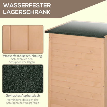 Outsunny Geräteschuppen mit Regalböden wetterbeständig 75 x 56 x 115cm Naturholz