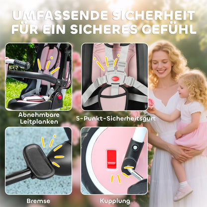 AIYAPLAY Kinderdreirad, 6-in-1 Buggy für Kleinkinder, mit Schiebegriff, verstellbarer Sitz, faltbares Design, Sicherheitsnetz