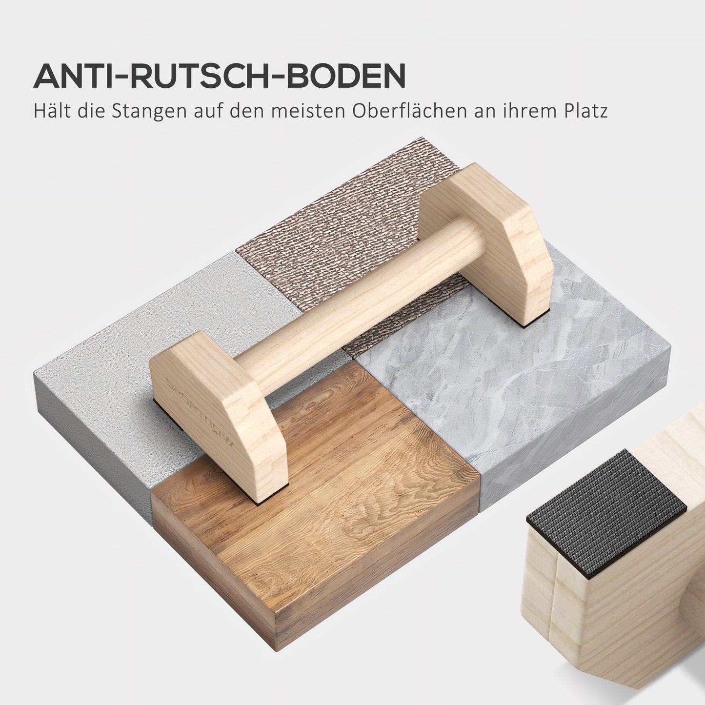 SPORTNOW Push Up Bars im 2er-Set, robust & rutschfest, bis 120 kg, Buchenholz, 30x13x10cm, Natur