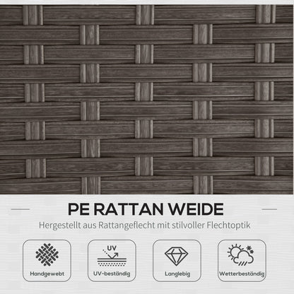 Outsunny 10-tlg. Gartengarnitur in Rattanoptik, mit Sitz- und Rückenkissen, rostfreier Metallrahmen, dunkelgrau