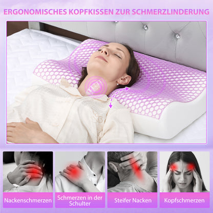 HOMCOM Memory Schaum Kissen Kopfkissen, Nackenstützkissen mit abnehmbarem Bezug, 2 Höhe Ergonomische, 2S schnell reagierend