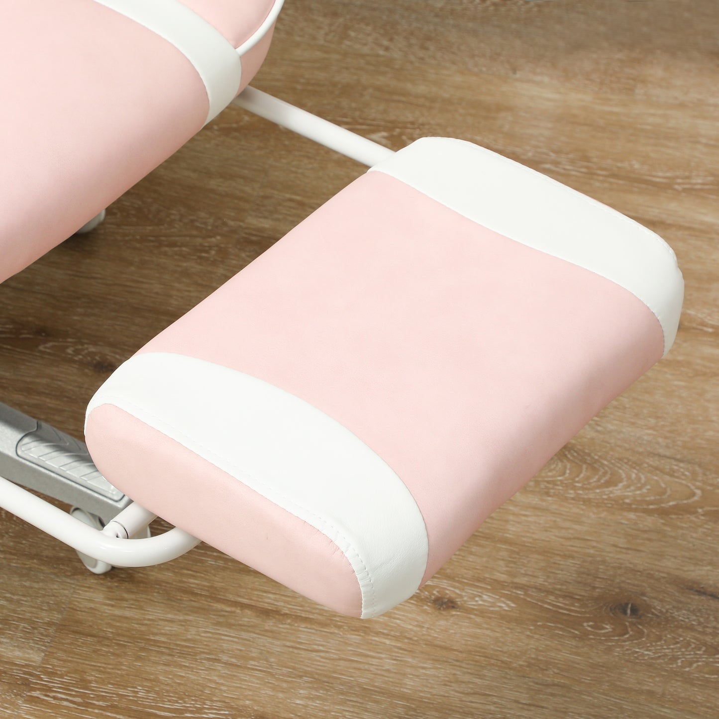 HOMCOM Gamingstuhl mit Fußstütze, Kopf- & Lendenkissen, drehbar, höhenverstellbar, Rosa