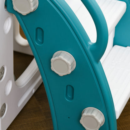 AIYAPLAY Kinderrutsche, 7-in-1 Spielgerüst, mit Basketball & Lenkrad, für 1-3 Jahre, 178x177x99cm, Gelb/Weiß/Grün