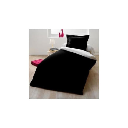 Duvet cover set for 1 person - 140x200 cm - 100% Cotton - Two-tone Black and white