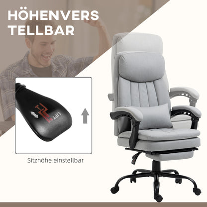 Vinsetto Bürostuhl mit Massage- & Heizfunktion, verstellbar, bis 120 kg, 66 x 67 x 110-118 cm Grau