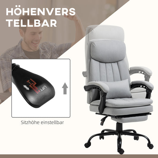 Vinsetto Bürostuhl mit Massage- & Heizfunktion, verstellbar, bis 120 kg, 66 x 67 x 110-118 cm Grau