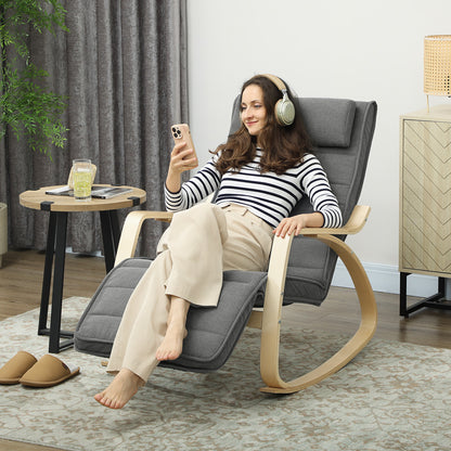 HOMCOM Schaukelstuhl mit Massage-Funktion, Lendenheizung, 3 Modi, Stoffbezug, Grau