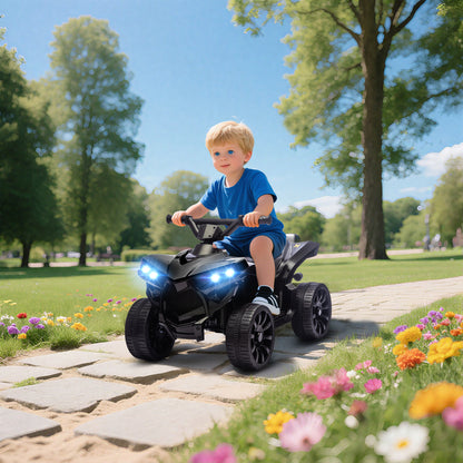 AIYAPLAY Kinder Quad Elektro 6V Kinderquad mit Vorwärts-, Rückwärtsfunktion, Musik, LED-Scheinwerfer Schwarz