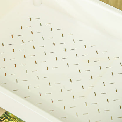 HOMCOM Rollwagen, 3 Etagen, Hängekorb, Schiebegriff, 4 Rollen, Metallrahmen, Weiß, 50 x 29,4 x 77cm