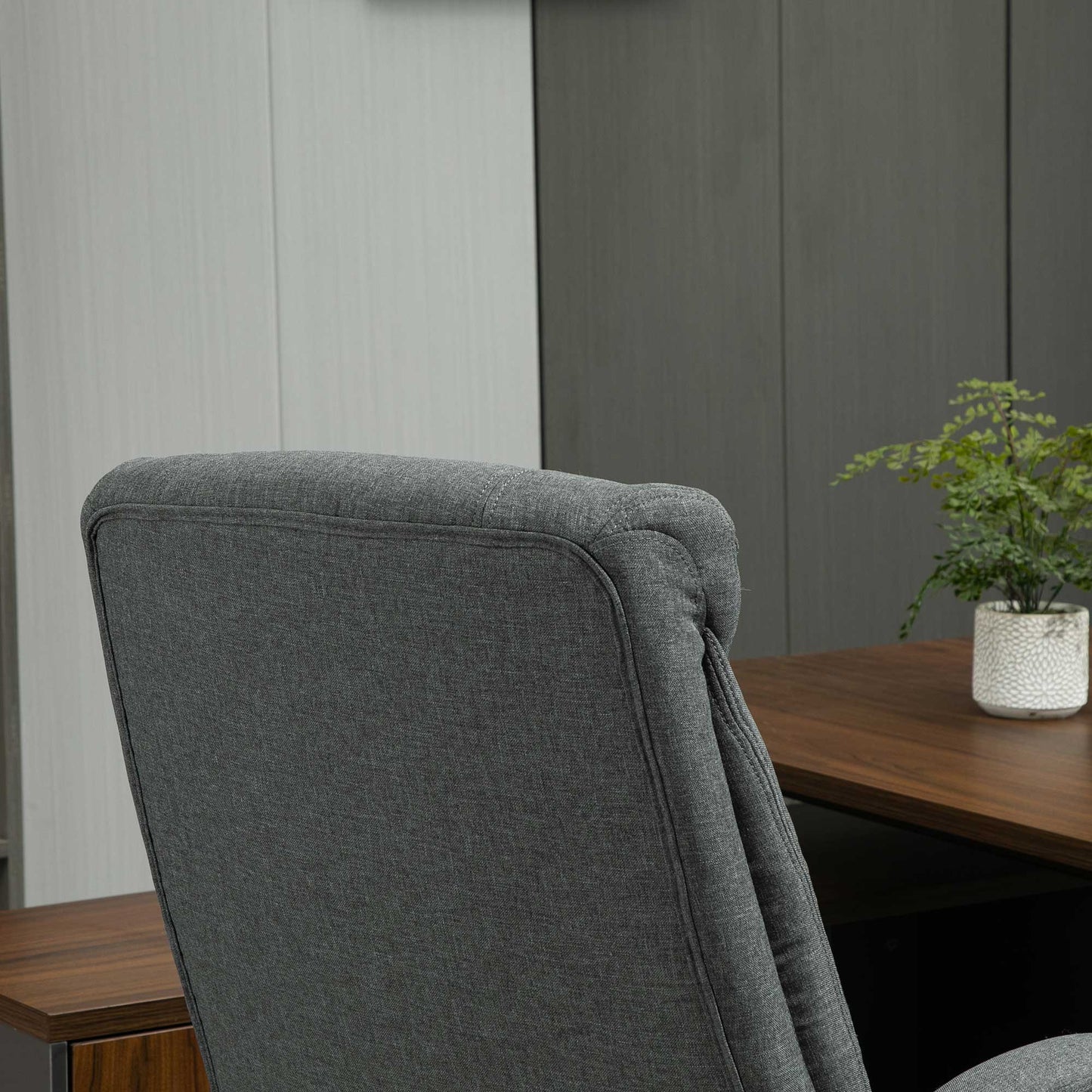 Vinsetto Bürostuhl mit Wippfunktion ergonomischer Stuhl mit gepolsterte Armlehne Kopfstütze höhenverstellbarer Schreibtischstuhl Drehstuhl mit Rückenlehne Nylon Grau 65 x 78 x 110-118 cm