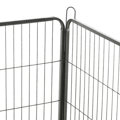 PawHut Welpenauslauf Freigehege 16 Segmente 60 cm Hoch Laufstall für Haustier welpengitter Zaun Laufgitter Laufstall Hundegehege Outdoor Gitter Welpen gestaltbar mit 2 Tür Stahl Grau