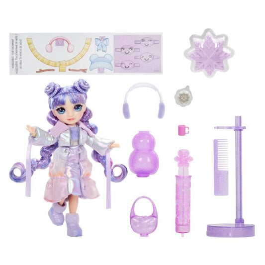 Rainbow High - Winter Wonderland - 1 mannequin doll (Violet) of 27cm - 1 magical outfit and accessories - Snowman to create