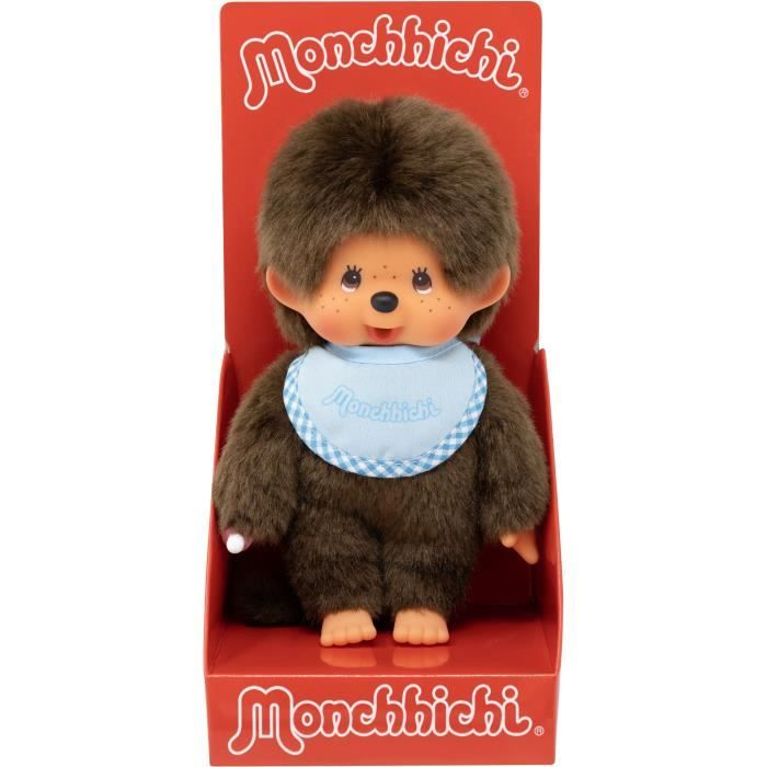 Monkey Plush - BANDAI - Monchhichi Bib Sky Blue - 20 cm
