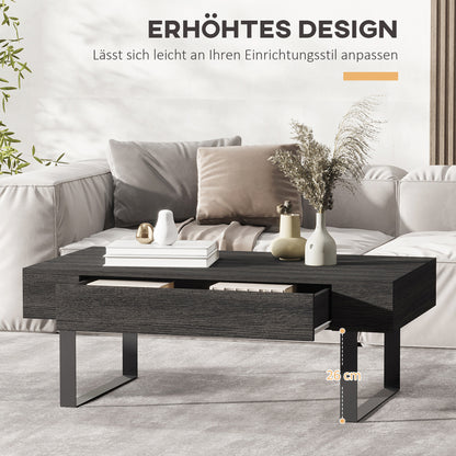 HOMCOM Couchtisch Wohnzimmertisch mit Schublade Modern Sofatisch mit Metallrahmen Beistelltisch Kaffeetisch für Wohnzimmer 110 x 60 x 40 cm, Dunkelgrau