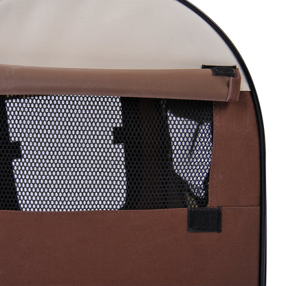 PawHut Hundebox faltbare Hundetransportbox Haustierrucksack mit Kissen Reisetasche Transportbox für Tier wasserdicht Oxfordstoff Kaffee 61 x 46 x 51 cm