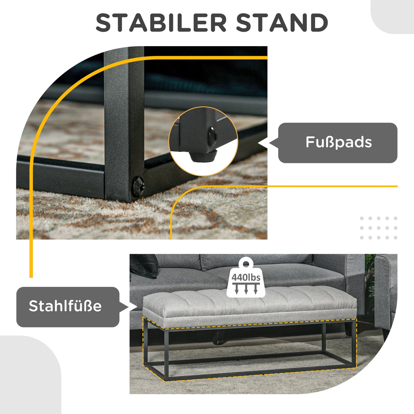 HOMCOM Sitzbank im Industrie-Design, Bettbank, Metallbeine, Rosa + Schwarz