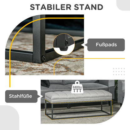 HOMCOM Sitzbank im Industrie-Design, Bettbank, Metallbeine, Rosa + Schwarz