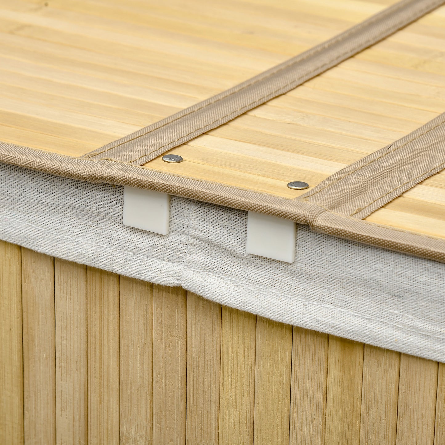 HOMCOM Wäschekorb 100L mit herausnehmbaren Wäschebank 62,5 cm x 37 cm x 60,5 cm Natur + Weiß