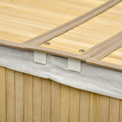 HOMCOM Wäschekorb 100L mit herausnehmbaren Wäschebank 62,5 cm x 37 cm x 60,5 cm Natur + Weiß