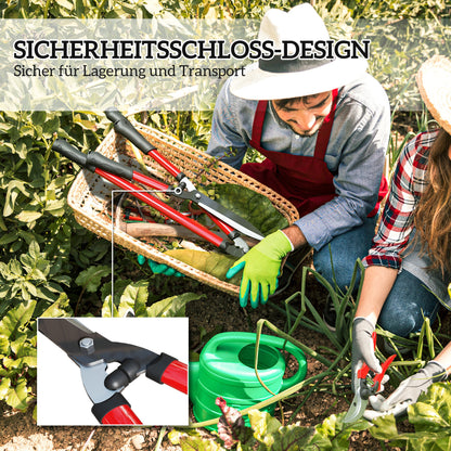 Outsunny Heckenschere Set 3-teilig Gartenschere Astschere mit Stahlklingen, Griff